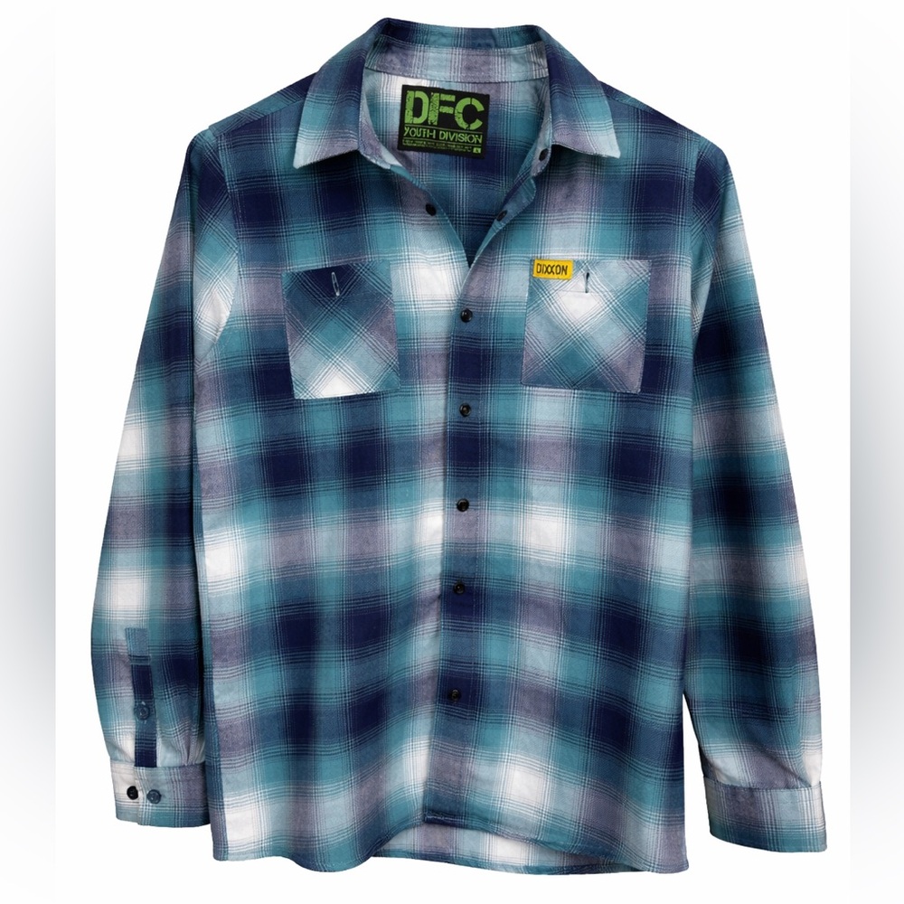 Youth Large boys Blue Plaid Button-Up Work Shirt 14 boys